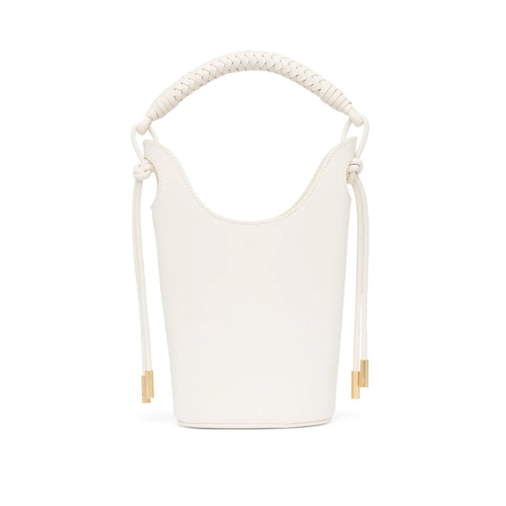 The Aje Collective Louise Leather Bucket Bag in Ivory